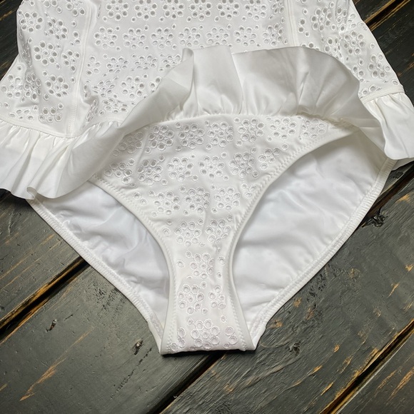 Tory Burch Broderie Anglaise Flounce One-Piece Bathing Suit - Size Large - Picture 7 of 14
